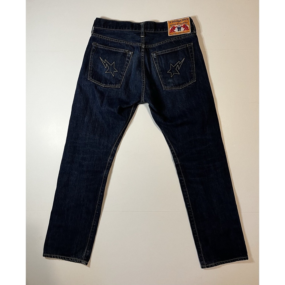 Vintage A Bathing Ape Double Star Straight Leg Denim Jeans Size Small 29-30